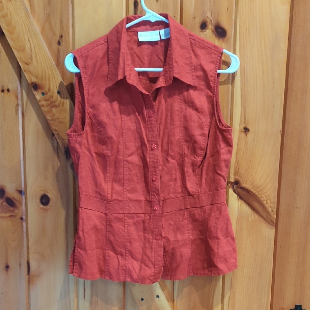 Red Linen Button Down